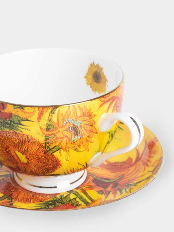 Tea pair, 1 person, 2 items, 210 ml, porcelain F, Sunflowers, Van Gogh, Art sunflowers, image-2