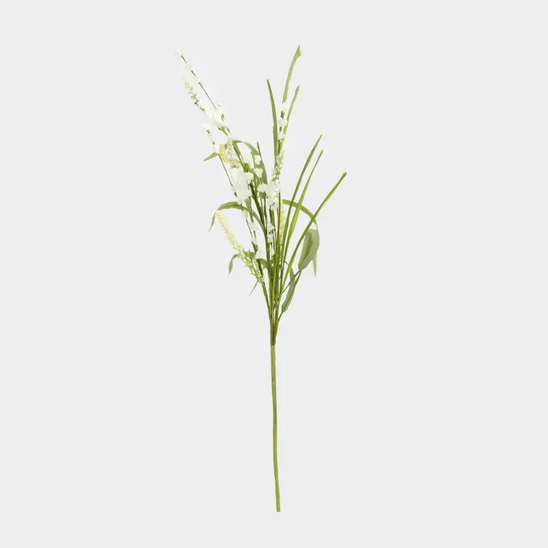 Decorative branch, 75 cm, plastic / polyester, White lupine, Flower garden