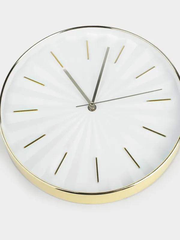 Wall clock, 30 cm, plastic, round, golden white, Fantastic gold, image-2
