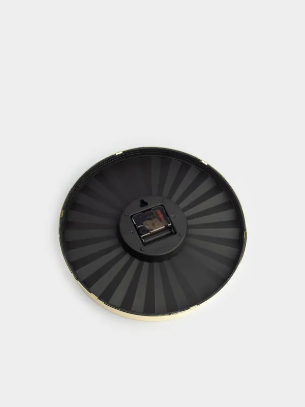 Wall clock, 30 cm, plastic, round, golden white, Fantastic gold, image-4