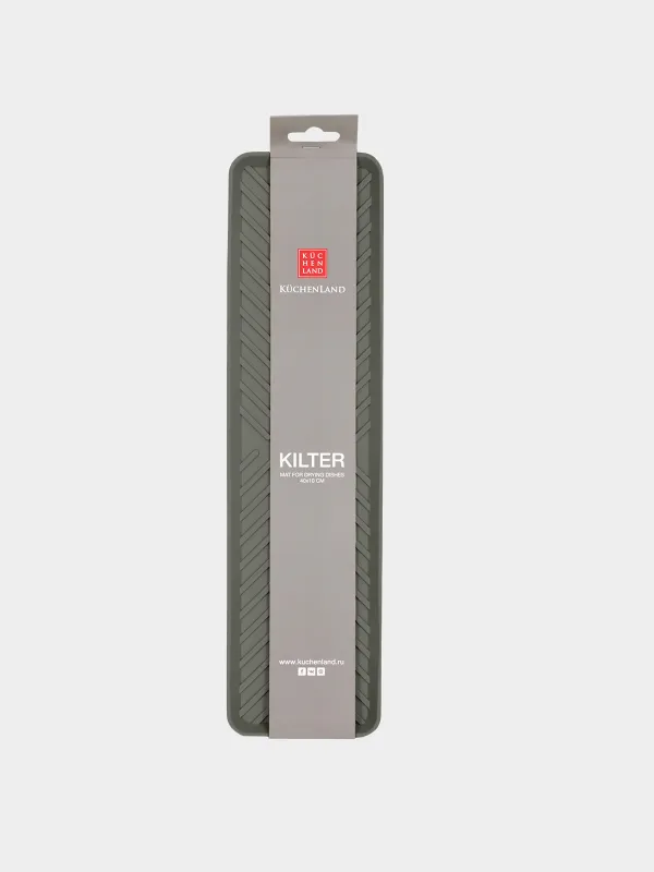 Dish drying mat, 40x10 cm, rubber, grey, Keeping, image-1