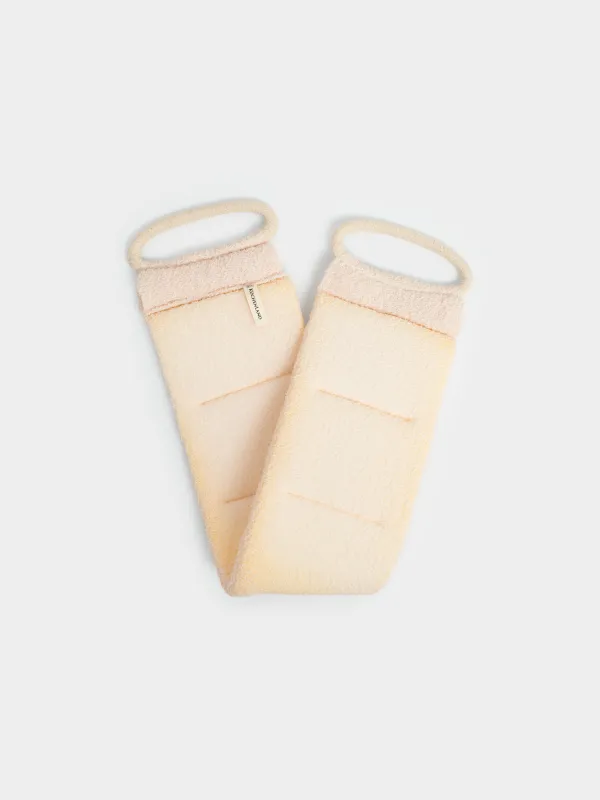 Washcloth-tape for washing the body, 70x12 cm, with filler, nylon / cotton, beige, Unique spa, image-0