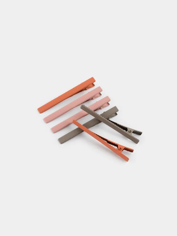Hair clip, 6 cm, 6 pcs, metal, Color mix, Basic, image-3