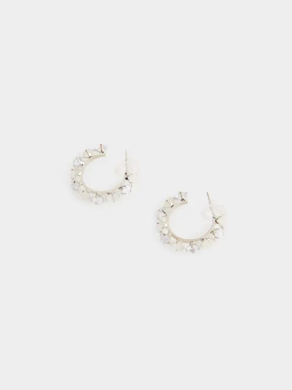 Stud earrings, 3 cm, 2 pcs, metal / Zircon/opal, Silver, Crystals, Jewelry crystal, image-2