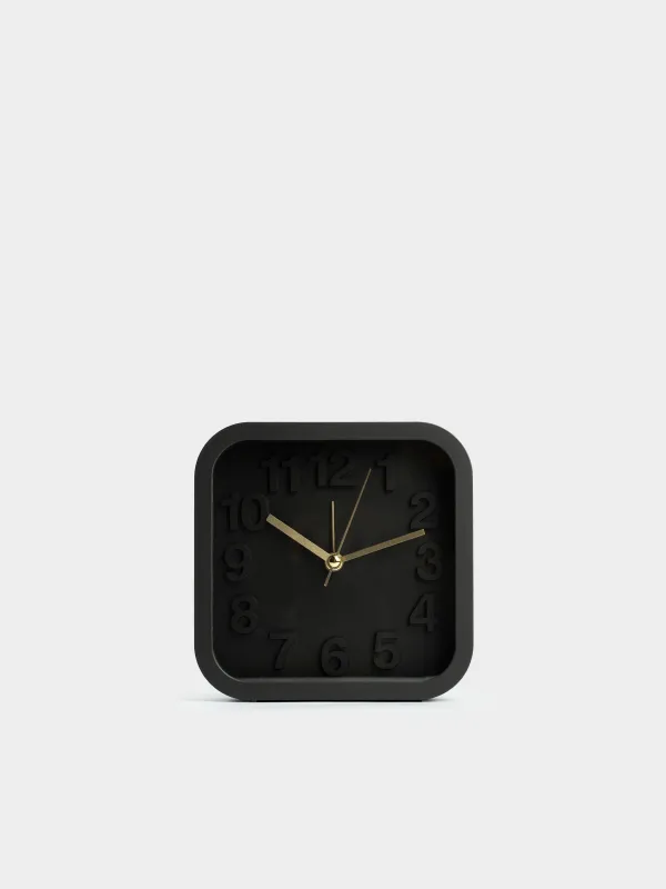 Alarm clock, 13 cm, plastic / glass, square, Black, Dial, image-0
