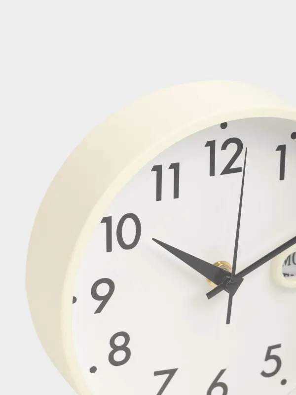 Wall clock, 18 cm, with calendar, glass/aluminum, round, milky white, Dial, image-2