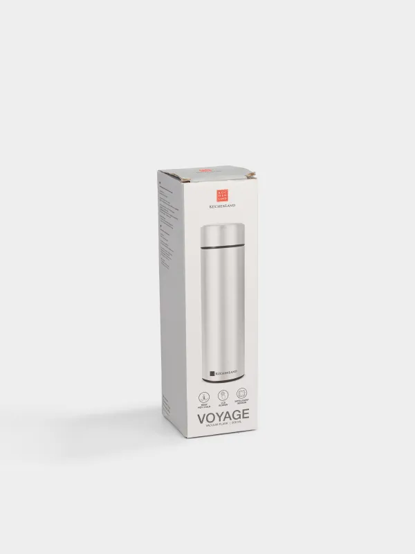 Thermos flask, 500 ml, with thermometer, steel / plastic, white, Celsius, image-5