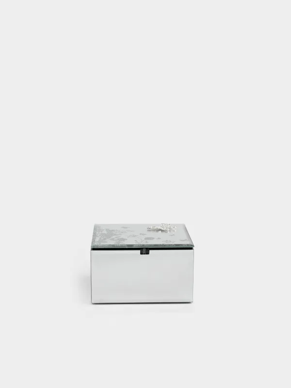 Jewelry box, 12x7 cm, glass / metal, Mirror, Butterfly, Glossy, image-1
