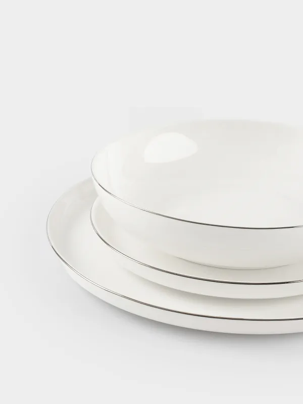 Dining set, 6 pers, 18 pr, porcelain F, white, Ideal silver, image-5