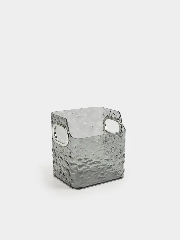 Organizer for cosmetics, 12x12 cm, 4 units, with handles, plastic, gray, Renaissance clear, image-0