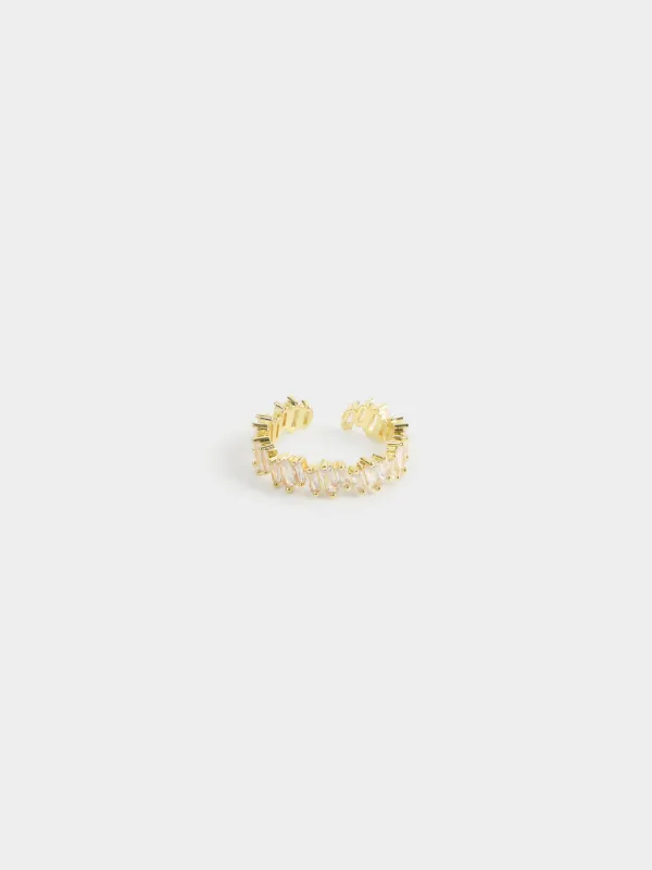 Ring, 2 cm, single size, metal / zircon, gold, Crystals, Jewelry crystal, image-0