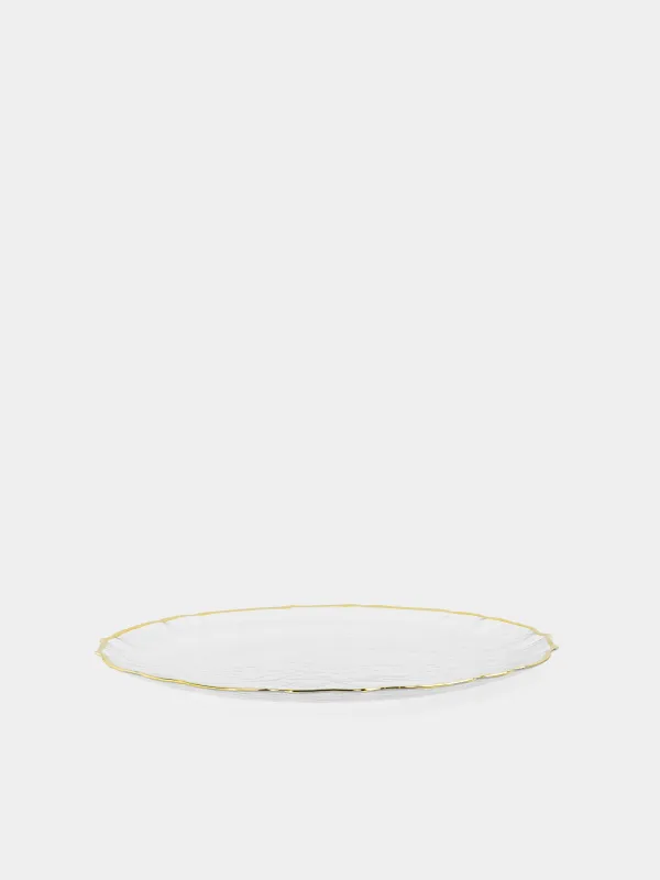 Charger plate, 33 cm, glass, with golden edging, Nautilus gold, image-2
