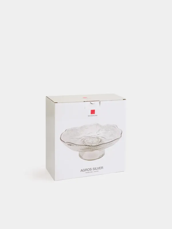 Dish on a leg, 23x9 cm, glass R, with silver edging, Argos silver, image-4