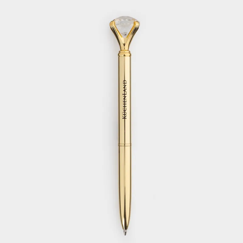 Ballpoint pen, 14 cm, with a figure, steel, gold, Crystal, Draw figure