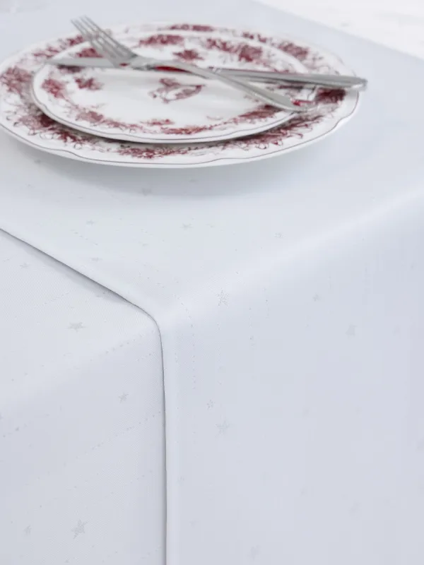 Table runner, 40x160 cm, jacquard, polyester, light grey, Silver stars, Starlight, image-4