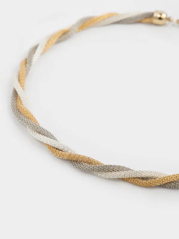 Chain, 46 cm, triple, metal, gold-silver, Harness, Flagel, image-1