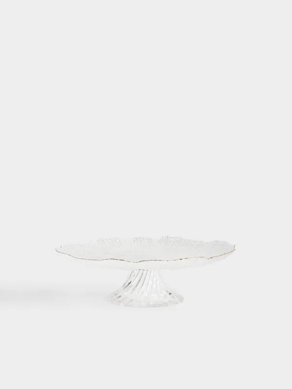Dish on a leg, 27х8 cm, glass, with golden edging, Berg, image-0
