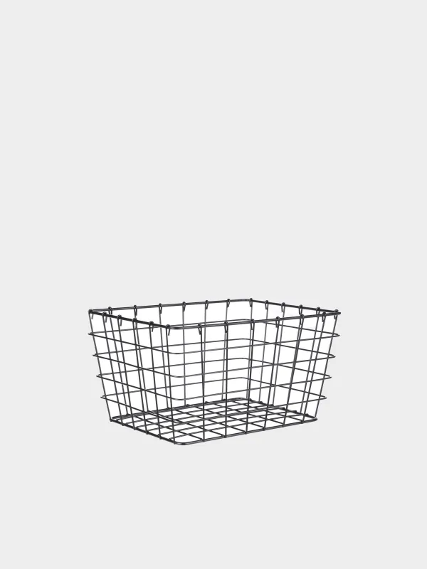 Storage basket, 26x19x14 cm, metal, rectangular, black, Twist black, image-1