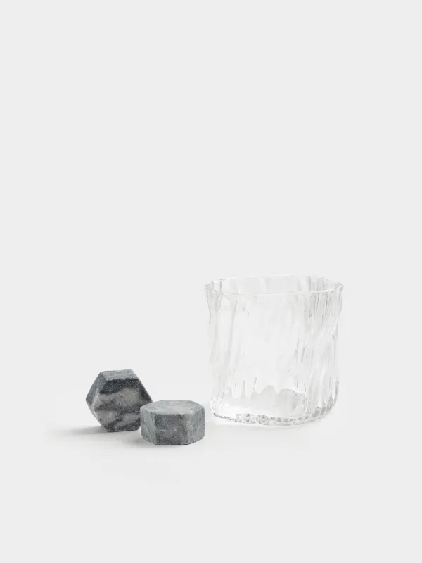 Drink set, 1 person, 4 glasses, glass/cubes, glass/marble, Slalom, image-0