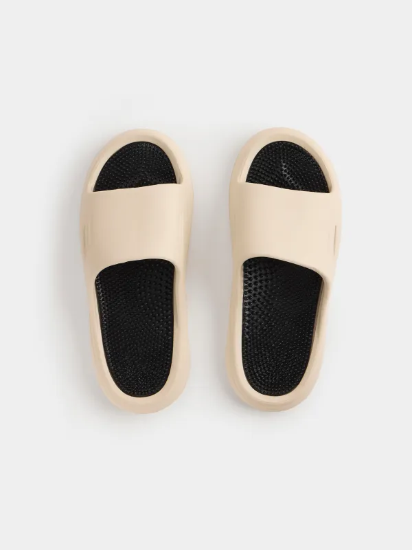 Men's slippers, size 44-45, EVA, milky black, Bouncy, image-1
