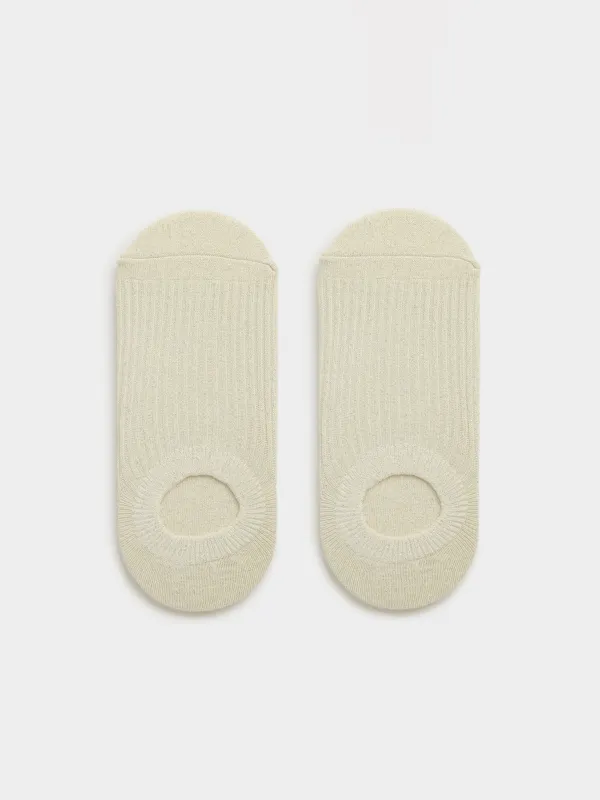 Women's no-show socks, size 39-41, cotton / nylon, light yellow, Glint, image-2