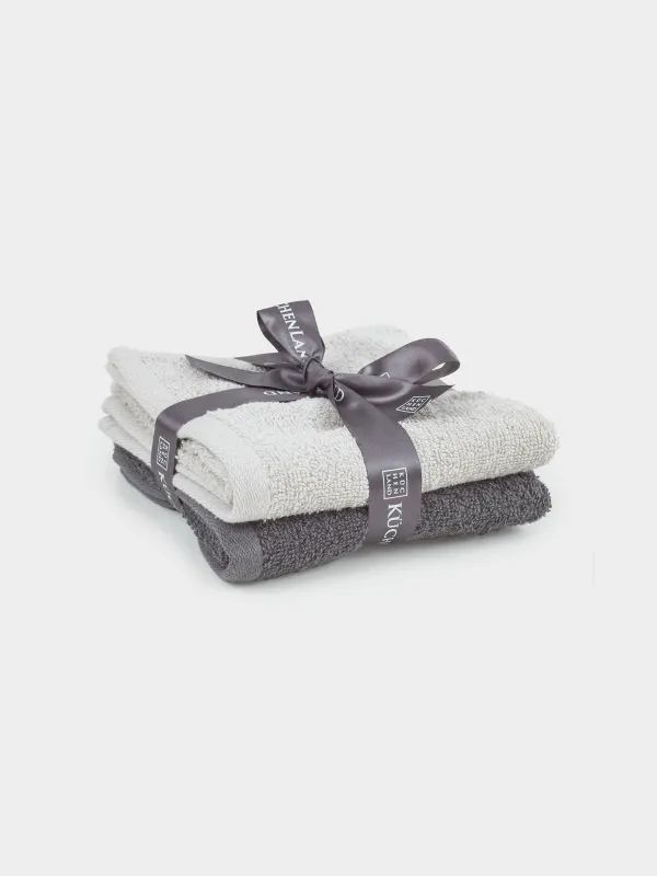 Kitchen towel, 30x60 cm, 2 pcs, cotton, beige/dark gray, Mong, image-0