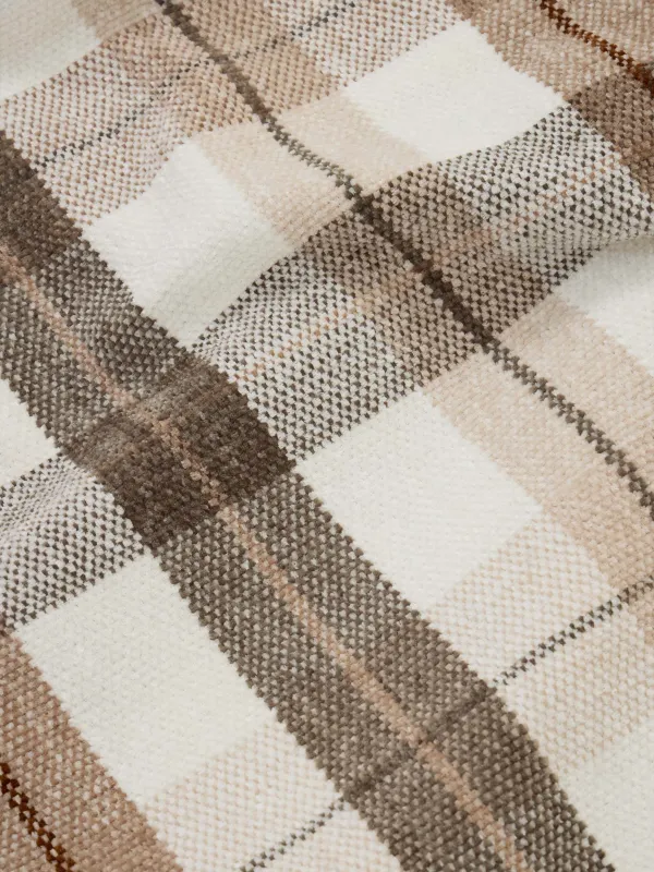 Plaid, 130x170 cm, fringed, chenille, beige-brown, Checkered, Hazel, image-4