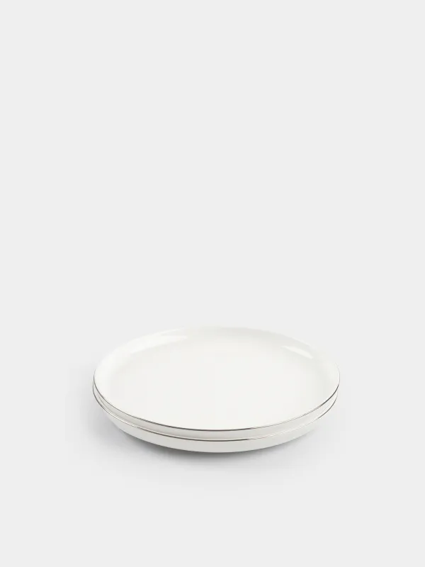 Dessert plate, 20 cm, 2 pcs, porcelain F, white, Ideal silver, image-3