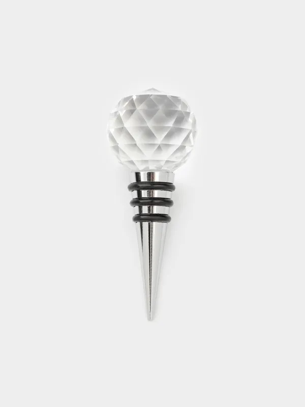 Wine Bottle Stopper, 11 cm, steel/glass, Diamond, Diamond, image-0