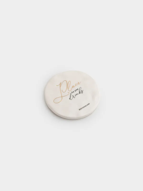Coaster, 10 cm, ceramic, round, milky, Crumpled effect, Crumple kitchen, image-1