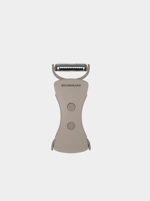Vegetable peeler, 13 cm, double-sided, plastic / steel, beige, Shred, image-1