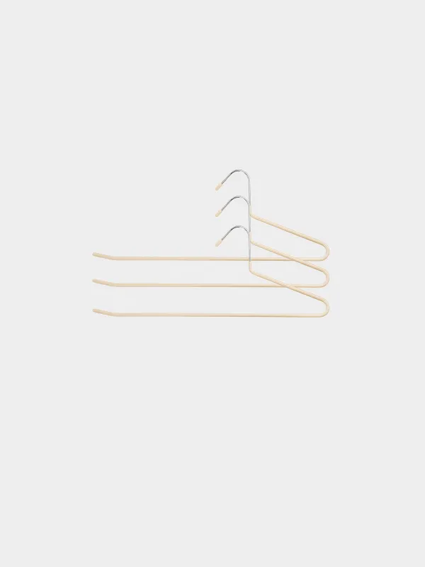 Hanger for trousers/skirts, 36 cm, 3 pcs, metal coated, beige, Colorful house, image-0