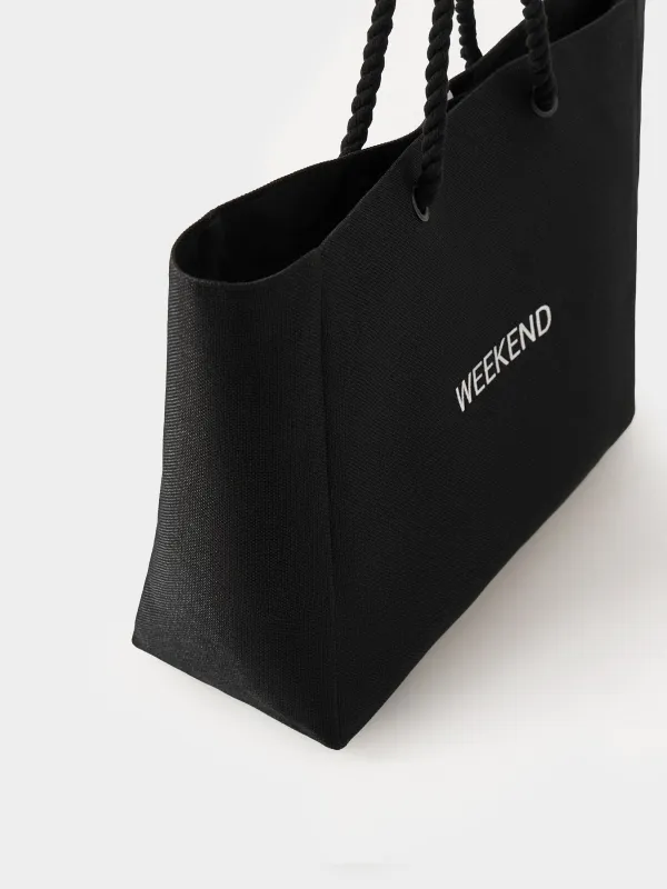 Women's bag, 44x35 cm, polyester, black, Weekend, Coast, image-1