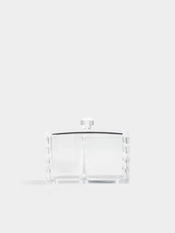 Container for cotton pads/swabs, 14x10 cm, 3 compartments, with lid, plastic, Kandy, image-2