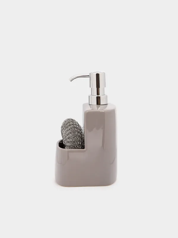 Detergent dispenser, 450 ml, organizer, with sponge, Ceramic, gray, Keeping, image-2