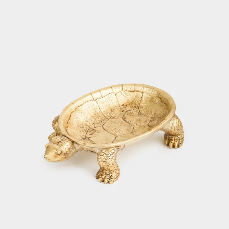Decorative dish, 31x18 cm, polyresin, golden, Turtle, Coast