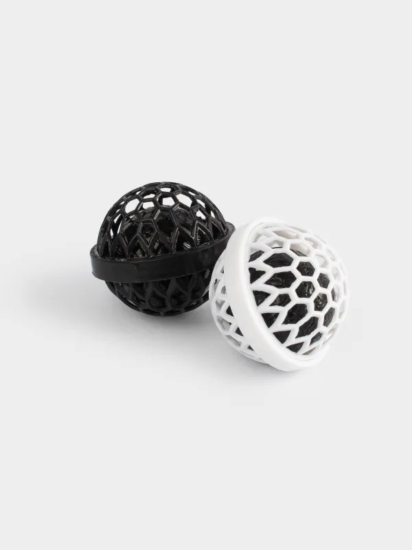 Bag cleaning ball, 2 pcs, 4 cm, plastic / rubber, black / white, Black clean, image-3