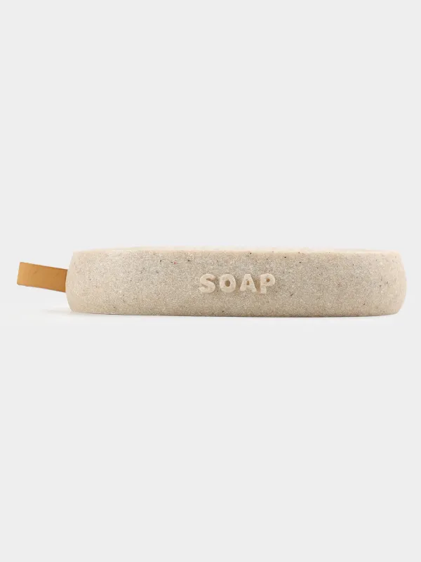 Soap dish, 13x9 cm, polyresin, oval, beige, speckled, Dune, image-2