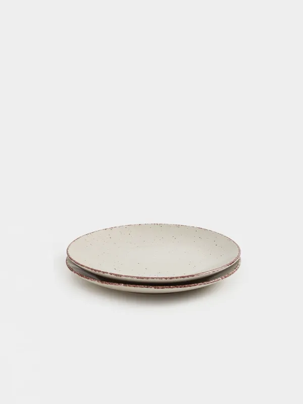 Dinner plate, 27 cm, 2 pieces, ceramic, beige, speckled, Speckled, image-1