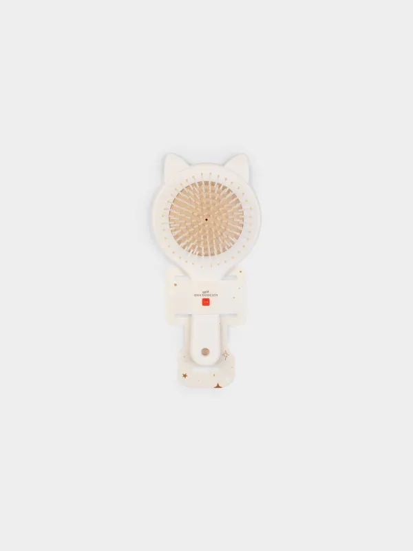 Hair massage comb, 19 cm, for children, plastic / rubber, Beige, Cat, Cat, image-4