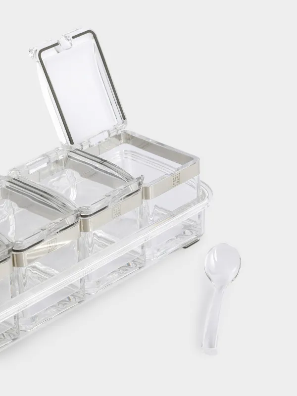 Container, 26x9 cm, 4 pcs, with spoons, on a stand, acrylic / steel, Kitchen tools, image-3