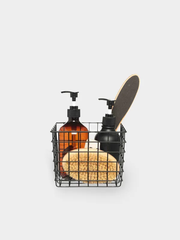 Storage basket, 16x13x13 cm, metal, rectangular, black, Twist black, image-2
