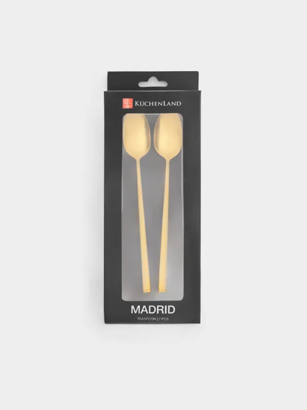 Tea spoon, 2 pcs, long handle, steel, gold, Madrid, image-6