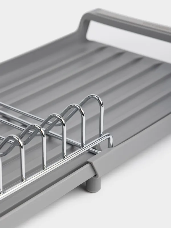 Dish dryer, 28 / 47x20 cm, with sliding tray, steel / plastic, Grey, Drying new, image-3