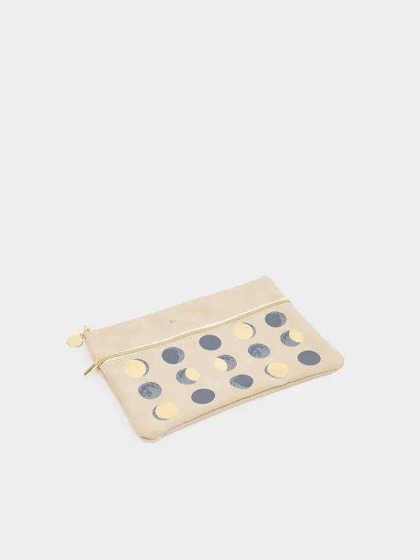 Pencil case, 21x14 cm, 2 compartments, polyurethane, silver, Moon, Eclipse, image-1