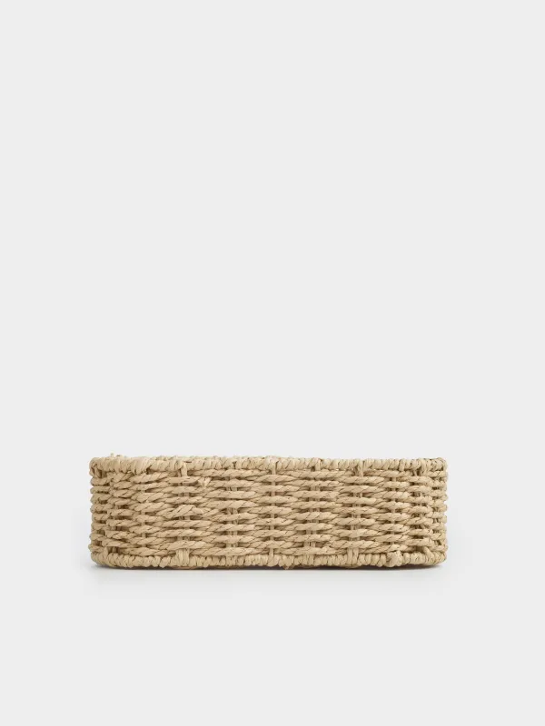 Cutlery basket, 25x10 cm, braided, cellulose, Oval, Braided, image-1