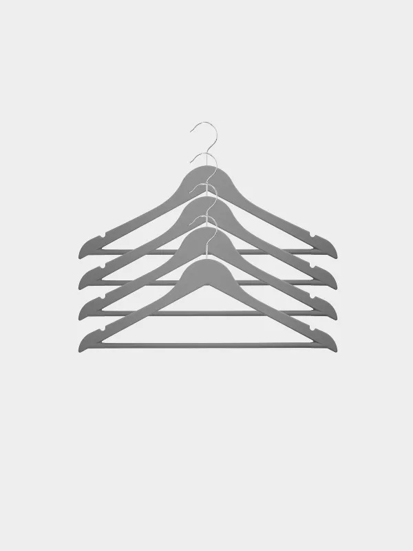 Hanger, 44 cm, 4 pcs, plastic coated, gray, Fun house , image-0