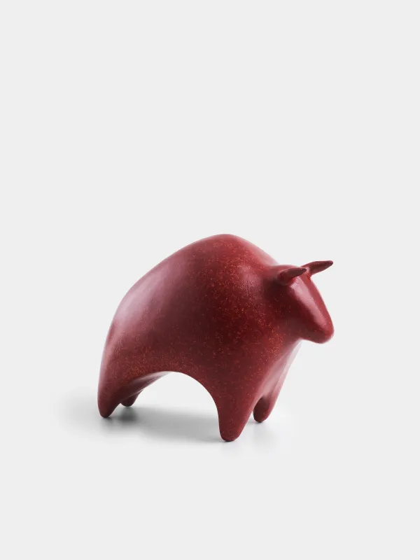Statuette, 21 cm, polyresin, red, Bull, Art modern, image-1