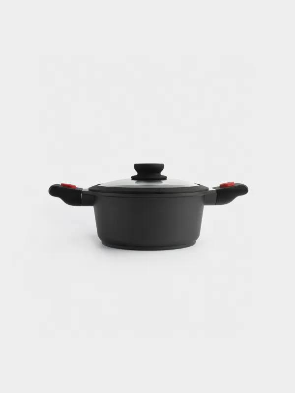 Pot, 20 cm, 2.5 l, with lid, removable handles, coated, aluminum, Solution Red 2, image-1