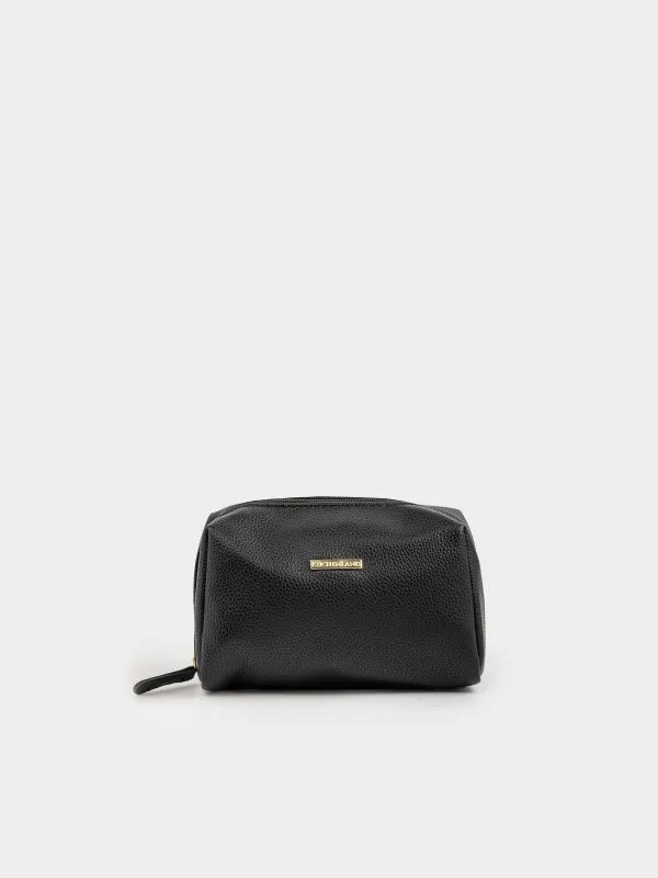 Makeup bag, 18x12 cm, polyurethane, black, Force, image-0